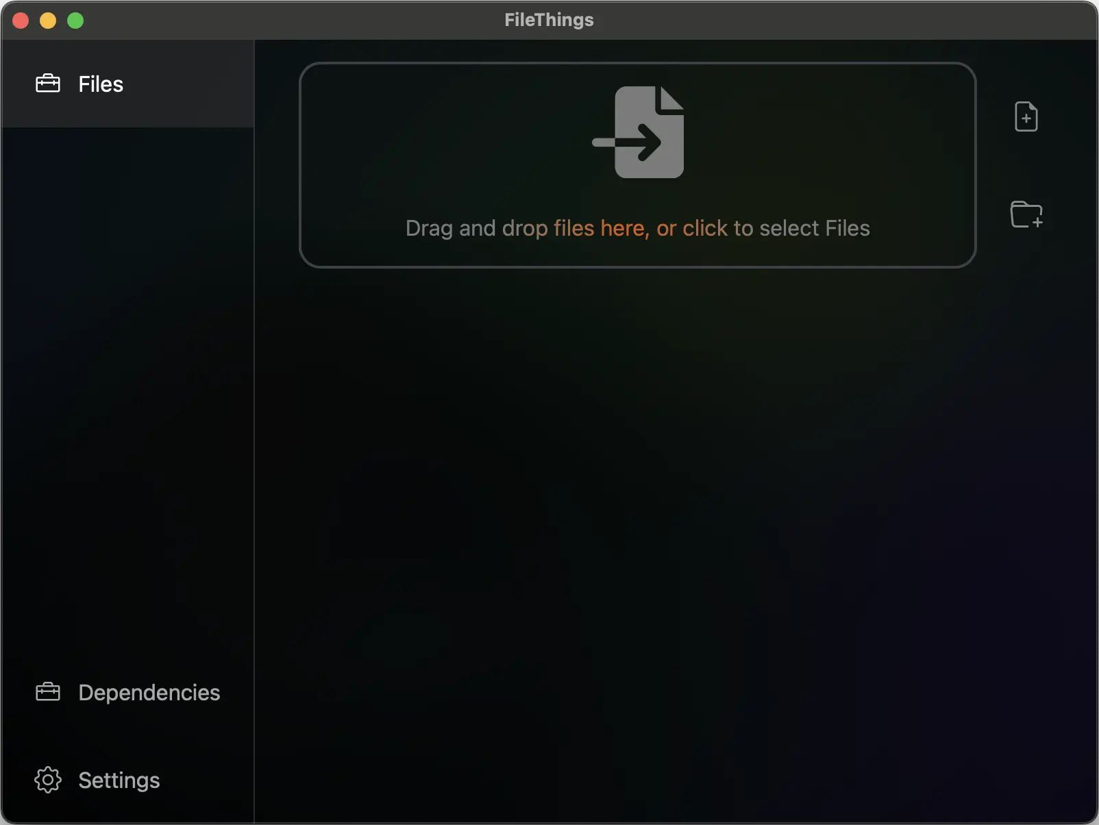 FileThings Desktop App screenshot showing the main interface
